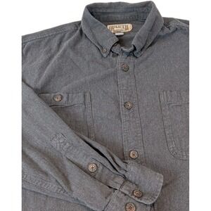 Duluth‎ Trading Co. Flannel Shirt XL Gray Button Down Relaxed Fit Pockets Cotton